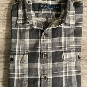 Polo Ralph Lauren long sleeve shirt in Charcoal Plaid. Size XXL
